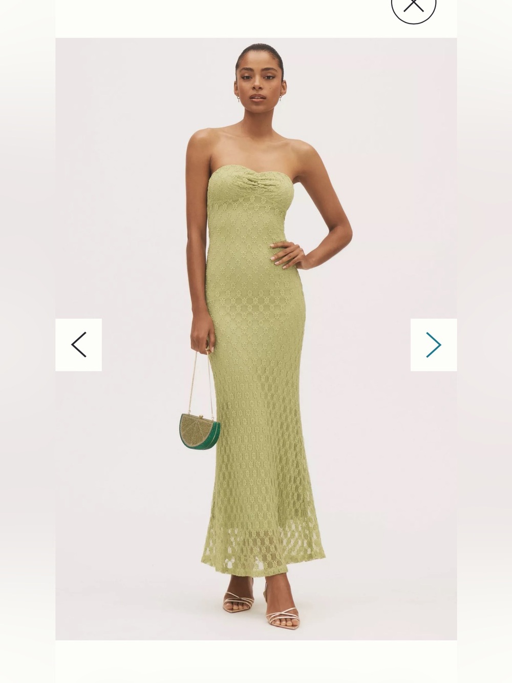 Anthropology Green Bardot Adoni Strapless Midi Dress
